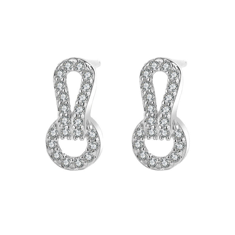 Sterling Silver Infinity Knot Circle Stud Earrings with Cubic Zirconia