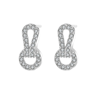 Sterling Silver Infinity Knot Circle Stud Earrings with Cubic Zirconia