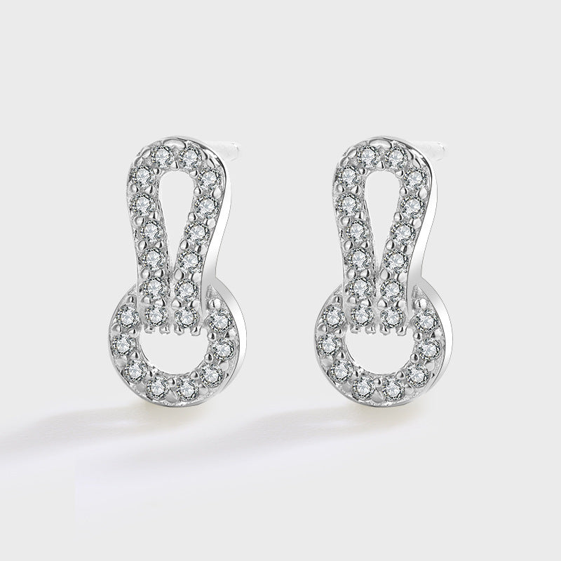 Sterling Silver Infinity Knot Circle Stud Earrings with Cubic Zirconia