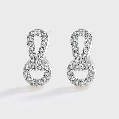 Sterling Silver Infinity Knot Circle Stud Earrings with Cubic Zirconia