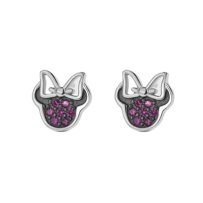 Sterling Silver Minnie Mouse Inpired Stud Earrings with Cubic Zirconia