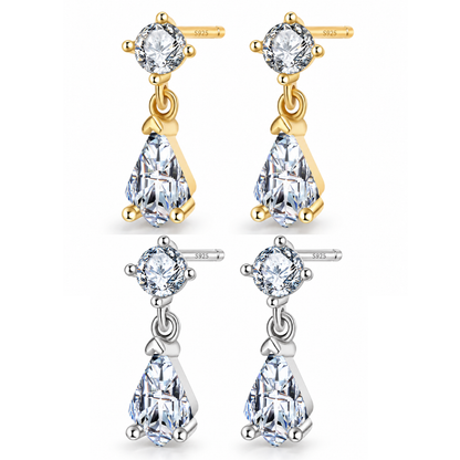 S925 Sterling Silver Teardrop Earrings 18K Yellow Gold Plated