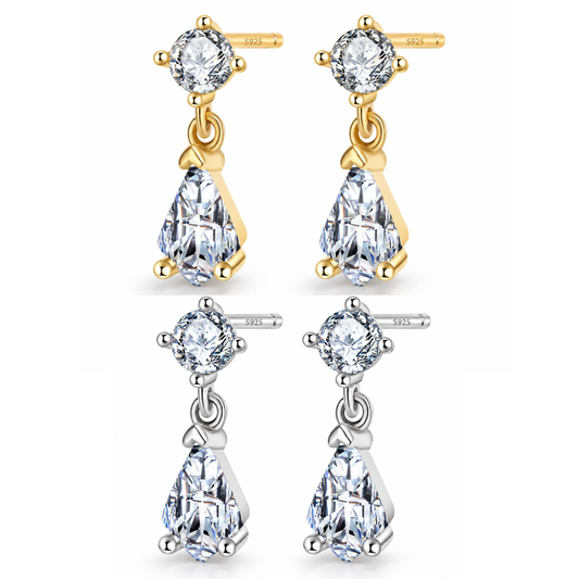 S925 Sterling Silver Teardrop Earrings 18K Yellow Gold Plated