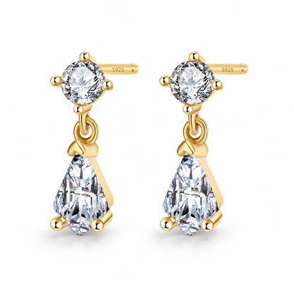 S925 Sterling Silver Teardrop Earrings 18K Yellow Gold Plated