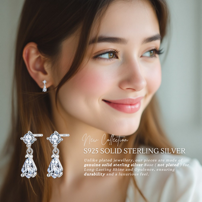 S925 Sterling Silver Teardrop Earrings 18K Yellow Gold Plated