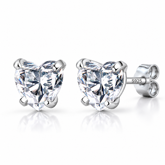 S925 Sterling Silver Heartfelt C/Z Stud Earrings 6mm