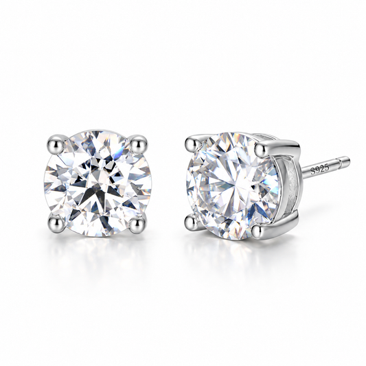 S925 Sterling Silver Moissanite Solitaire 0.5 carat 5mm Stud Earrings
