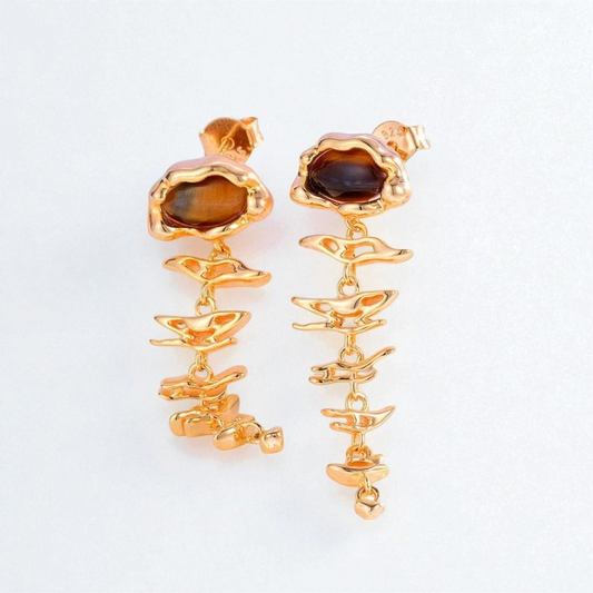 S925 Sterling Silver Golden Tiger's Eye Dangles