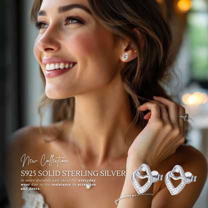 Sterling Silver Embrace My Heart Pendant Necklace & Earrings Set