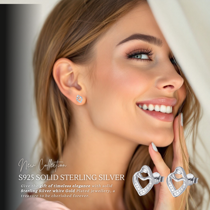 Sterling Silver Embrace My Heart Pendant Necklace & Earrings Set