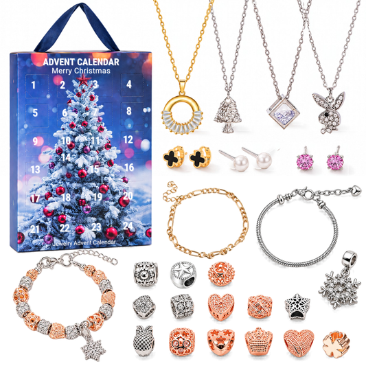 24 Days Christmas Jewellery Advent Calendar 2026 with 4 Necklaces