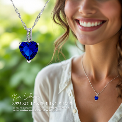 Sterling Silver Heart Zircon Pendant Necklace & Stud Earrings Set