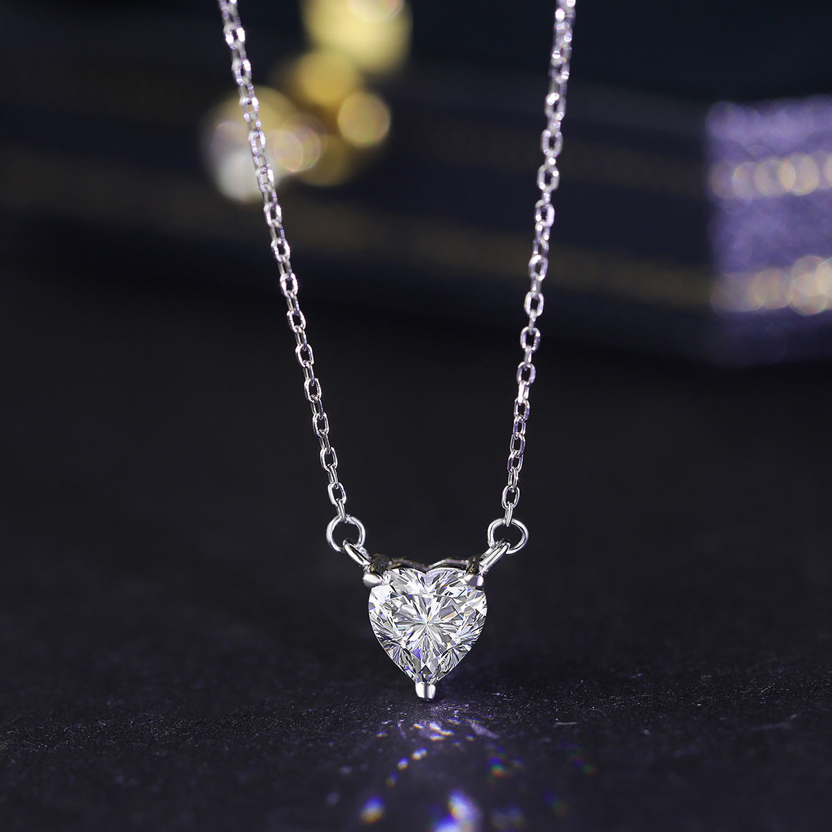 Sterling Silver Delicate Heart C/Z Pendant Necklace