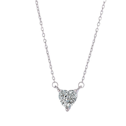 Sterling Silver Delicate Heart C/Z Pendant Necklace