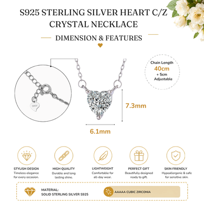 S925 Sterling Silver Heart CZ Necklace Birthday Gift for Her 13th 16th 18th 21st 30th 40th 50th 60th 70th 80th 90th 100th Birthday Gifts