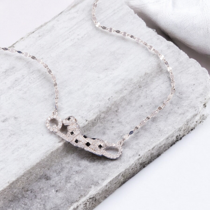 Sterling Silver Panther C/Z Pendant Necklace