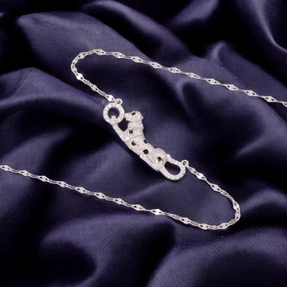 Sterling Silver Panther C/Z Pendant Necklace