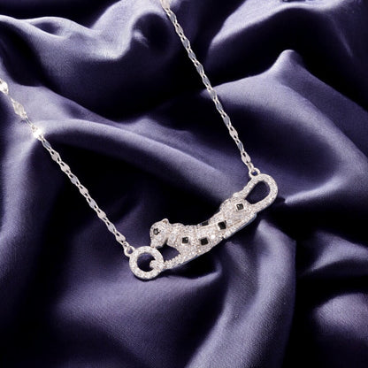 Sterling Silver Panther C/Z Pendant Necklace