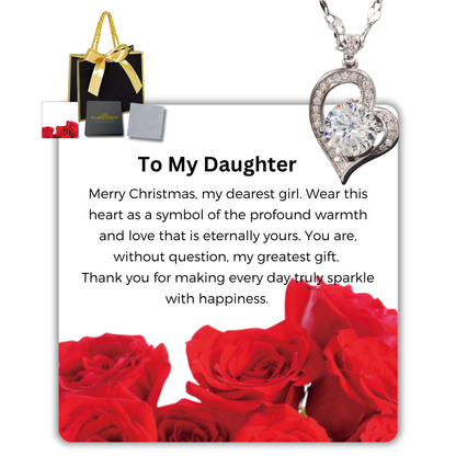 To My Daughter S925 Sterling Silver Heart Moissanite 1 Carat Pendant Necklace