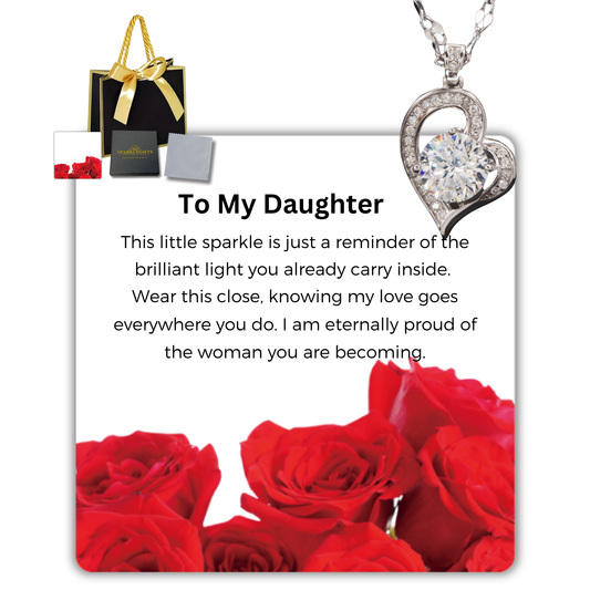 To My Daughter S925 Sterling Silver Heart Moissanite 1 Carat Pendant Necklace