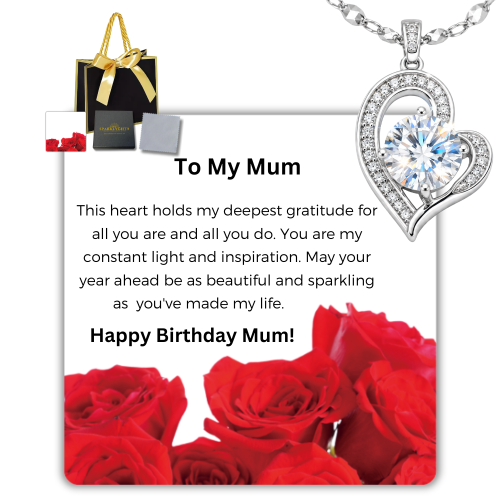 To My Mum S925 Sterling Silver Heart Moissanite 1 Carat Pendant Necklace