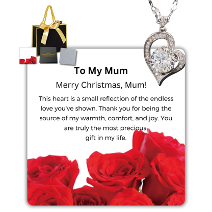 To My Mum S925 Sterling Silver Heart Moissanite 1 Carat Pendant Necklace