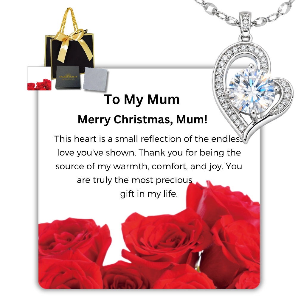 To My Mum S925 Sterling Silver Heart Moissanite 1 Carat Pendant Necklace