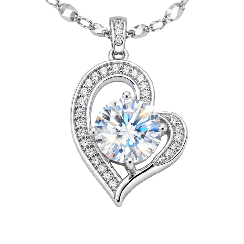To My Mum S925 Sterling Silver Heart Moissanite 1 Carat Pendant Necklace