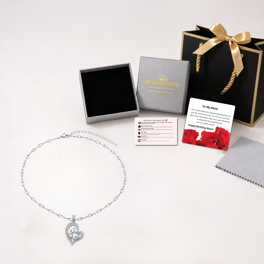 To My Mum S925 Sterling Silver Heart Moissanite 1 Carat Pendant Necklace