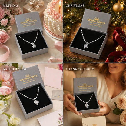 To My Mum S925 Sterling Silver Heart Moissanite 1 Carat Pendant Necklace
