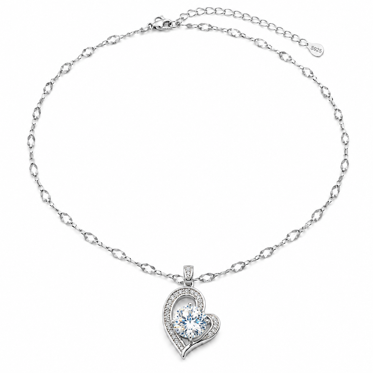 To My Mum S925 Sterling Silver Heart Moissanite 1 Carat Pendant Necklace
