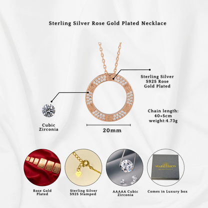 Sterling Silver Cartier Inspired Love Paved Pendant Necklace White Gold Or Rose Gold Plated