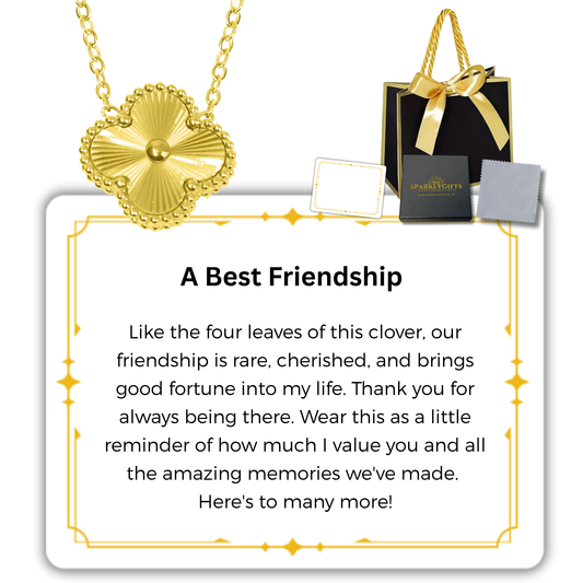 To My Besties S925 Sterling Silver Clover Pendant Necklace 14K Gold Plated