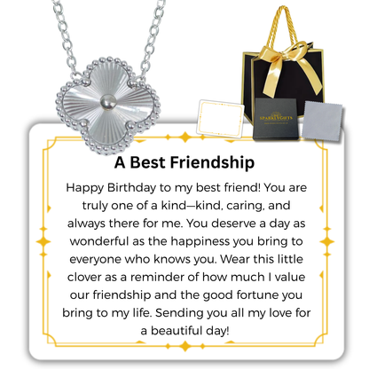 To My Besties S925 Sterling Silver Clover Pendant Necklace 14K Gold Plated