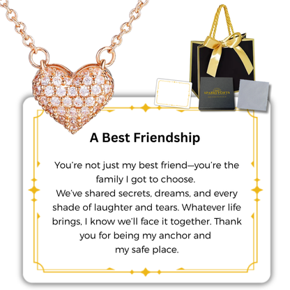 To My Best Friend S925 Sterling Silver Rose Gold Heart Necklace with Message Card