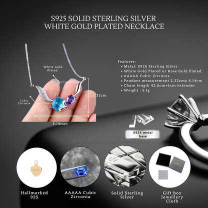 Sterling Silver Playful Fox C/Z Pendant Necklace