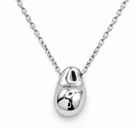 S925 Sterling Silver Fluid Pebble Necklace