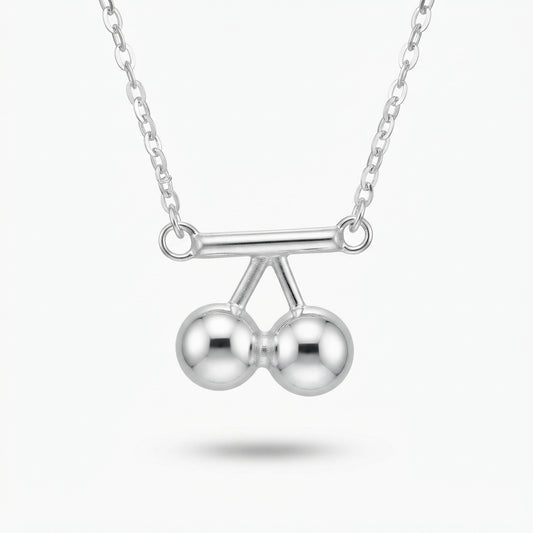 S925 Sterling Silver Dainty Cherry Charm Necklace