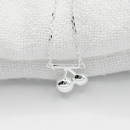 S925 Sterling Silver Dainty Cherry Charm Necklace