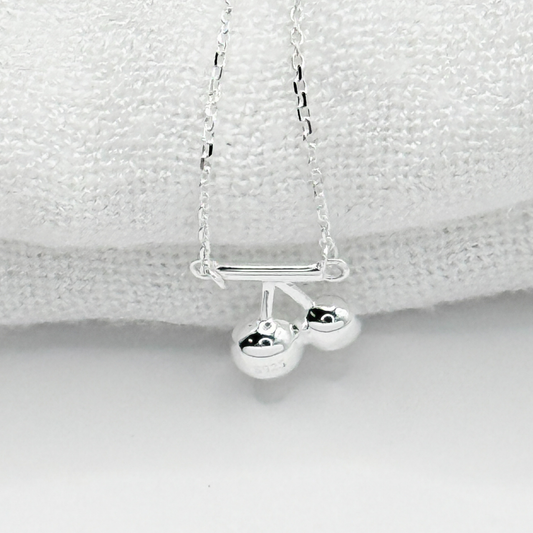 S925 Sterling Silver Dainty Cherry Charm Necklace