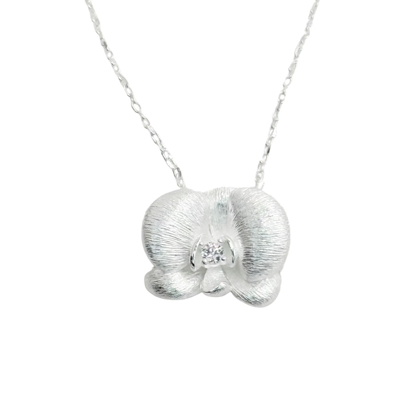 S925 Sterling Silver Orchid Bloom Necklace