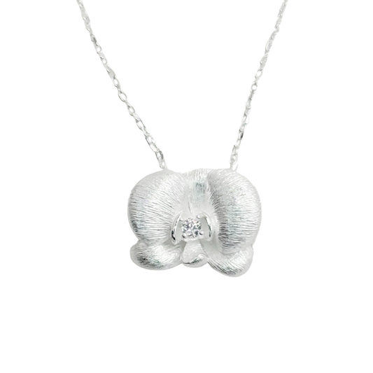 S925 Sterling Silver Orchid Bloom Necklace