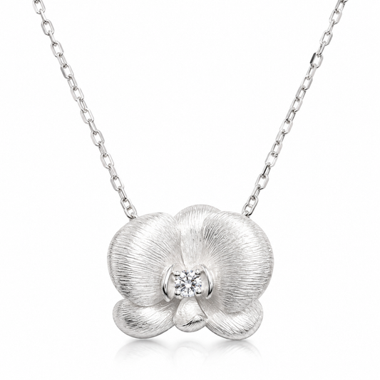 S925 Sterling Silver Orchid Bloom Necklace