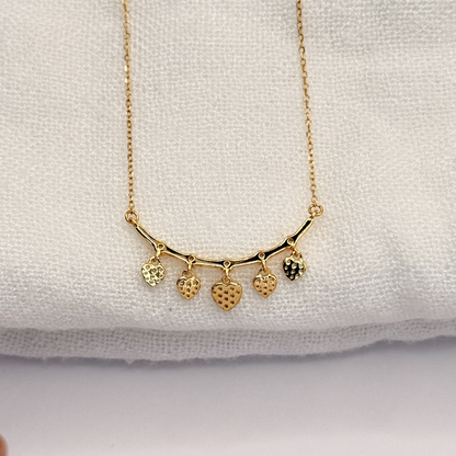 S925 Sterling Silver Golden Hearts Dangle Necklace