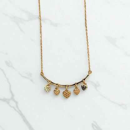 S925 Sterling Silver Golden Hearts Dangle Necklace