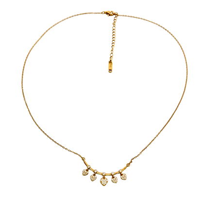 S925 Sterling Silver Golden Hearts Dangle Necklace