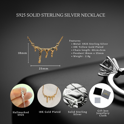 S925 Sterling Silver Molten Gold Drip Necklace