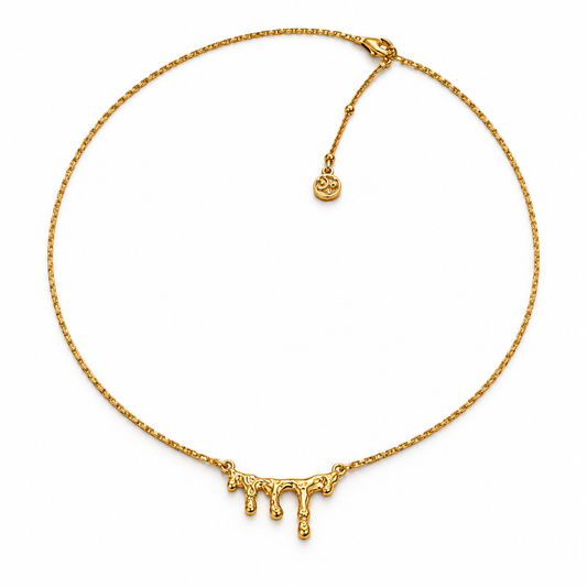 S925 Sterling Silver Molten Gold Drip Necklace