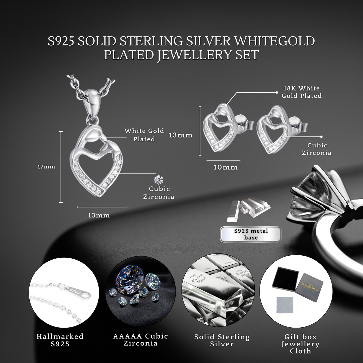 S925 Sterling Silver Jewellery Set with Personalised Message Write Your Own