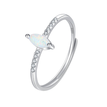 S925 Sterling Silver Vintage Inspired Marquise Opal Ring